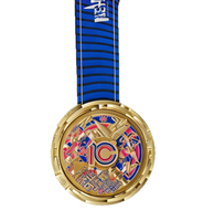 Médaille de Taekwondo personnalisable, écologique, en alliage de zinc émaillé, dorée, ronde, creuse, gravée au laser 3D double face