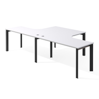 Table de bureau en L pour 2 personnes de qualité commerciale, avec structure renforcée et pieds triangulaires en fer, finition moderne thermolaquée, vente en gros