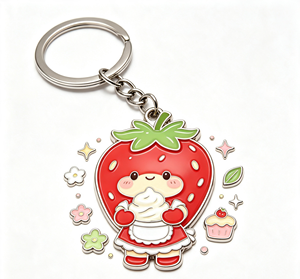 Strawberry Enamel Metal Key Chain Cartoon <b>Keyring</b> Silver <b>Ring</b> Chain Gift Accessory - Product Image 2