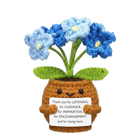 Ensemble unique de plantes en pot au crochet, mini tournesol, rose, tulipe faits à la main avec carte de message pour un cadeau d'anniversaire ou un décor