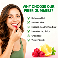 Gomitas de Fibra Dietética con Sabor a Frambuesa y Limón, Favorecen la Digestión, la Salud Intestinal y la Regularidad, 60 Unidades, Suplemento Dietético