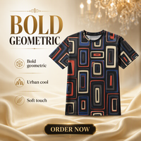 Kaos Pria 3D AOP Poplin 100% Poliester Charcoal Multiwarna Bermotif Lengan Pendek Cepat Kering Bernapas O-Neck