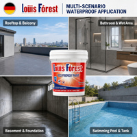 Meilleure Vente : Peinture Écologique Grise en Polyuréthane Imperméable et Élastique pour Réparation des Fuites, Applicateur Brosse, pour Bassin à Poissons, Sous-sol, Mur Extérieur