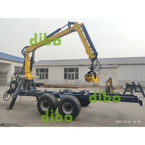 Grue forestière hydraulique DIBO CE TUV approuvée, portée 7m, montée sur remorque à grumes de 10 à 14 tonnes, pour une durabilité accrue en milieu agricole. - Product Image 4