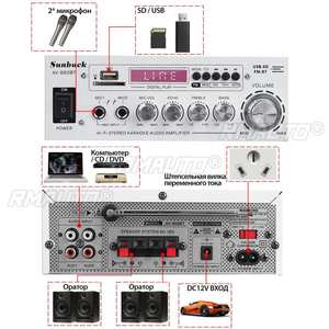 เครื่องขยายเสียงสีขาว 2000W 2.0 แชนแนล สำหรับโฮมเธียเตอร์ รองรับไฟ DC 12V 110V/220V พร้อม EQ FM SD USB ช่องต่อไมค์ 2 ช่อง บลูทูธ 5.0 - Product Image 4
