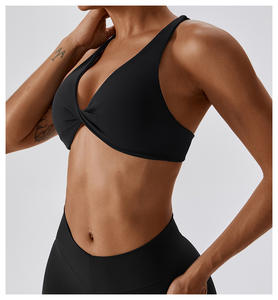 Soutien-gorge de sport pour femmes <span class=keywords><strong>sexy</strong></span> avec logo personnalisé soutien-gorge de yoga push up à double sangle torsadé pour fitness nu au dos croisé - Product Image 6