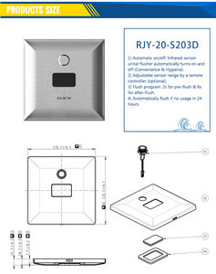 جهاز استشعار تبول ذكي أوتوماتيكي من المصنع ، صمام شطف تبول مخفي من الاستانلس ستيل مع وردي من المصنع - Product Image 5
