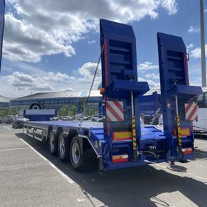 3 Axle 20 50ton Flatbed Gooseneck Mafi Low Boy Low <span class=keywords><strong>Bed</strong></span> <span class=keywords><strong>Dolly</strong></span> Truck 100 Ton Lowboy Semi Trailer - Product Image 1