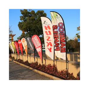Custom Business Sports Events Teardrop Feather Flags Outdoor Advertising Promotion Beach Flag