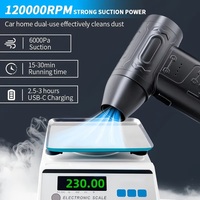 Souffleur d'air turbo rechargeable 4 vitesses, mini dépoussiéreur portatif sans fil avec fonction aspirateur, nettoyeur d'écran et design écologique
