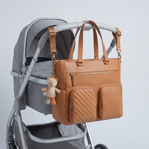 Bolsa de Pañales de Cuero Genuino, Bolso Tote para Mamá, Organizador de Bebé, Gran Capacidad, Múltiples Bolsillos, Porta Biberones, Viaje, Lactancia, Personalizado - Product Image 2