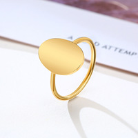 Klassischer minimalisti scher gravierbarer leerer ovaler Siegelring Zarter vergoldeter ovaler Edelstahl ring für Damen schmuck geschenke