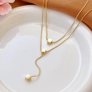 Collier résistant à la décoloration pour femmes, en acier inoxydable, chaîne à maillons en or, bijoux de luxe léger, dropshipping Shopify - Product Image 6