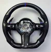 Volant de voiture personnalisé en fibre de carbone M pour BMW F30 F10 F20 F32 M2 M3 M4, cuir perforé avec bande tricolore