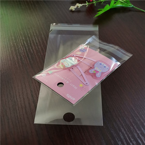 Sacs d'emballage transparents OPP Jiuhong avec trou de suspension et bandeau imprimé en couleur pour porte-clés, bijoux, cadeaux, literie - Product Image 3