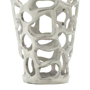 Vase à fleurs moderne en fonte d'aluminium, revêtement en poudre argentée, idéal pour la décoration intérieure et extérieure, décoration de table élégante - Product Image 3