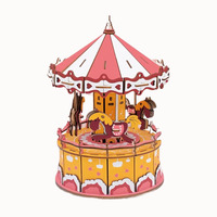 KNOWME 3D Miniature Maison de Poupée Puzzle en Bois DIY Modèle avec Boîte à Musique Jouet Unique pour Enfants Jouet en Bois Promotionnel