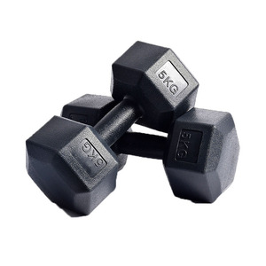 Haltères hexagonaux robustes en PE de 10 kg et 5 kg pour l'entraînement de force, la musculation et le renforcement musculaire – Équipement de gym - Product Image 5