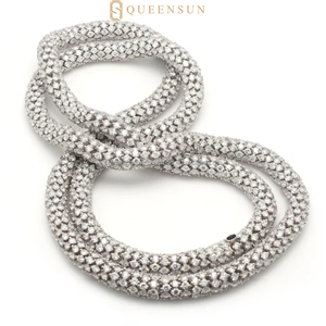 Collana a serpente QUEENSUN da donna in <span class=keywords><strong>oro</strong></span> giallo 18 <span class=keywords><strong>carati</strong></span> con pavé completo di diamanti coltivati in laboratorio da 35 <span class=keywords><strong>carati</strong></span> - Gioiello raffinato a fascia avvolgente - Product Image 1