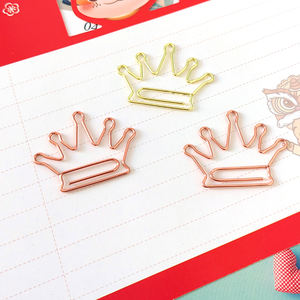 공장 맞춤형 크리 에이 티브 미니 책갈피 로즈 골드 크라운 종이 클립 사무실 문구 - Product Image 6