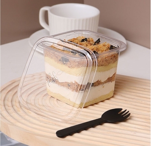 Venta al por Mayor Caja Cuadrada Transparente de Plástico PET de 400 ml <span class=keywords><strong>para</strong></span> Pasteles, Postres, Pudin de <span class=keywords><strong>Frutas</strong></span>, Helados y Mousses - Product Image 3