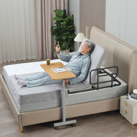 Base de lit métallique moderne marron réglable avec commande filaire pour soins à domicile, support de dossier, application pour personnes âgées et hôpitaux, cadre en fer