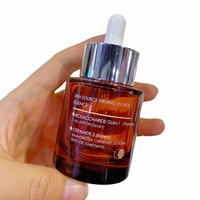 Flacon cosmétique personnalisé en verre épais 30 ml, vert ambré dépoli, à épaule plate, avec compte-gouttes large pour sérum, gouttes pour les yeux, huiles essentielles et huiles de roseau