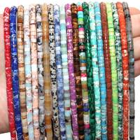 Perles d'espacement rondes en pierre naturelle Agates Jades Amazonite Lapis Lazuli Charme DIY Bracelet Femme Collier Accessoires 2*4mm