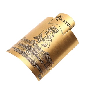 Stiker kustom pabrik botol anggur emas aluminium stempel mewah 3D Label timbul stiker logam Label anggur - Product Image 1