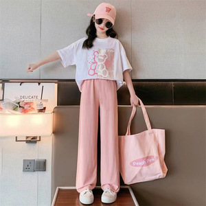 Ensemble de T-shirts en Coton à Manches Courtes pour Filles, Nouvelle Collection Été 2026, Vêtements pour Enfants avec Lettres de Dessins Animés - Product Image 3