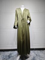 Abaya ouverte musulmane Hafizah 2026 Dubaï de luxe en satin uni multicolore, coupe ample, tenue modeste