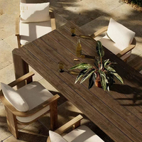 Meubles de restaurant en bois d'extérieur JEILI, ensemble table et chaises rectangulaires en teck luxueux, hôtel, jardin, terrasse