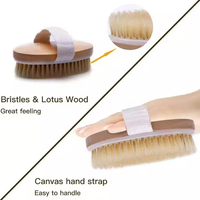 Brosse Corporelle en Bois Marque Blanche pour Peau Sèche, Bambou Naturel, Poils de Sisal, Exfoliante Anti-Cellulite