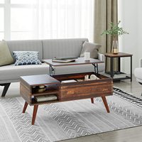Meuble de salon multifonctionnel, Table basse moderne nordique en bois avec compartiment caché, étagère réglable