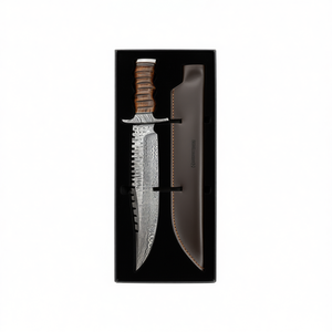 Handmade Custom Damascus Steel Bowie Knife with Ergonomic Wood Grip Leather Sheath Professional Hunting Combat Knife OEM Support - Product Image 1