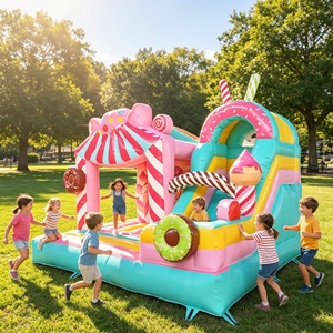 Château gonflable personnalisé en PVC pour enfants, thème bonbons et crème glacée, pour fêtes en extérieur et en intérieur, aire <span class=keywords><strong>de</strong></span> jeux gonflable - Product Image 4