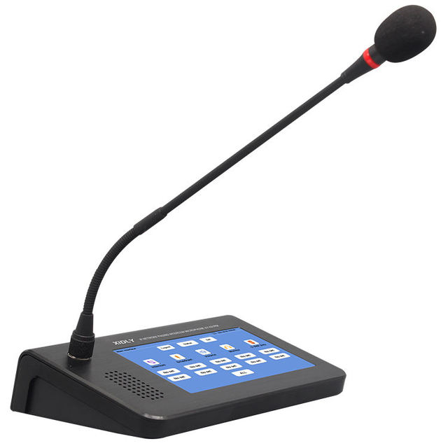 IP Network Multi Zone Talkback Paging Mic with Touch Screen 410mm Gooseneck for Commercial PA Church School Conference System