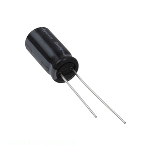 Condensador de Aluminio de Canal de Fabricante 15uF, Tipo Through Hole, 400AX15MEFC8X20, 15UF 20% 400V, Radial TH - Product Image 1