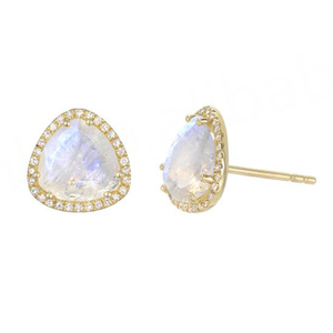 ต่างหูเงินแท้ 925 ประดับพลอยมูนสโตนสีฟ้าทรงเหลี่ยม - Product Image 1