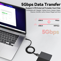 Kabel Hard Drive USB-A ke Micro B Kecepatan Tinggi 1m 2m 3m 5m 5Gbps, Kabel USB 3.0 Micro B, Kabel Hard Drive Eksternal