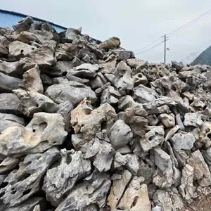 Taman Luar Ruangan Menghiasi Lanskap Batu Batu Sungai Hitam Besar Alami