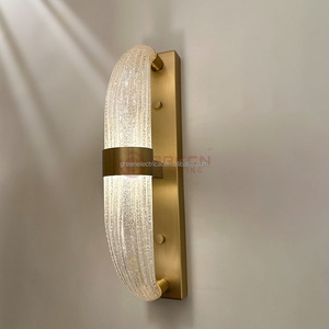 Lampada da Parete in Vetro con Polvere Dorata in Stile Moderno, Lampada Decorativa per Soggiorno, Hotel, Ristorante, Lobby o Villa - Product Image 1