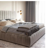 Lit de rangement rembourré moderne, luxueux, personnalisable et écologique avec cadre en bois, disponible en tailles Queen, California King et tailles spéciales