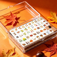 Jeu de Mahjong américain sur le thème de Thanksgiving, tuiles en acrylique, 160 pièces au total, emballage en boîte en carton pour 4 joueurs en famille