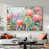Peintures sur toile de fleurs colorées encadrées personnalisées et grande peinture florale d'arts muraux pour la décoration murale de la maison du salon