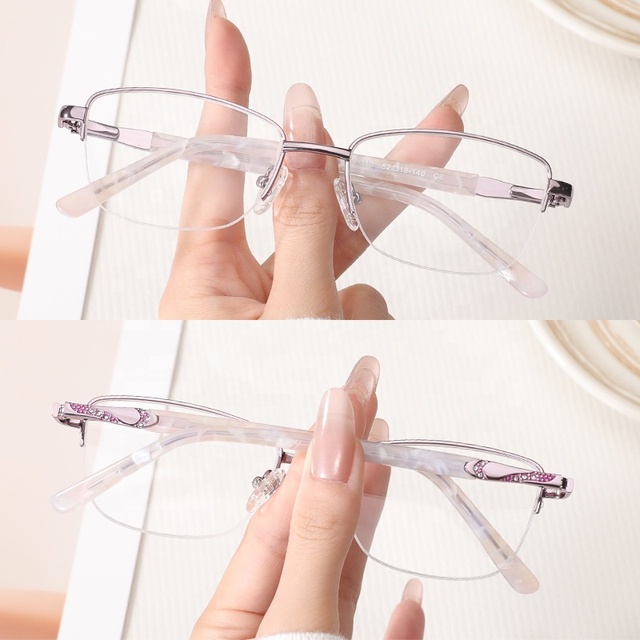 Rectangle Metal Half Frame Eyeglasses CE Certified Reducing Digital Eye Strain and Providing Durable clear Vision in Daily Life
