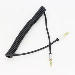 Cable de Audio auxiliar estéreo personalizado, 1M, 2M, 3M, espiral macho a macho, Conector de 3,5mm