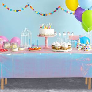 Iridescent Glitter Disposable <b>Plastic</b> <b>Tablecloth</b> 137x274cm Shiny Party Birthday Decoration Table Cover - Product Image 2