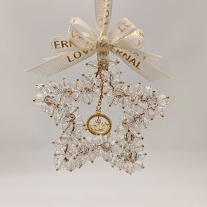 Pendentif de rétroviseur de voiture en cristal créatif de haute qualité, étoile à cinq branches et nœud papillon, ornement suspendu pour voiture, vente en gros - Product Image 5