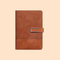 Carnet en cuir personnalisé avec boucle en U en sergé PQ, ensembles cadeaux de carnets en cuir lisse vintage, agendas promotionnels